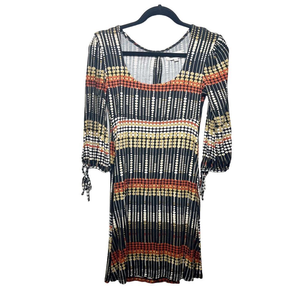 Costa Blanca Bohemian Multicolor Long Sleeve Pullover Scoop Neck Women's Dress S